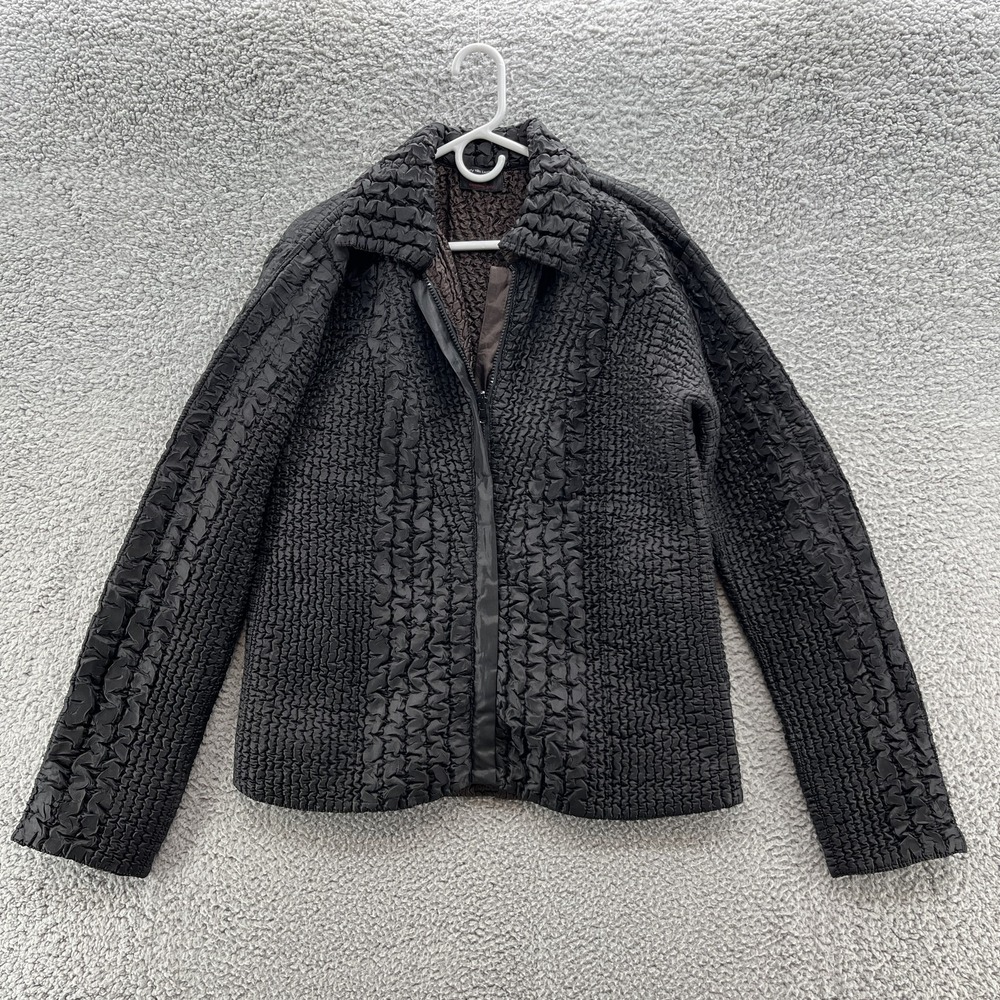 Beverly Hills Leather Club Jacket Women XL Black Reversible Crinkle Italy Travel